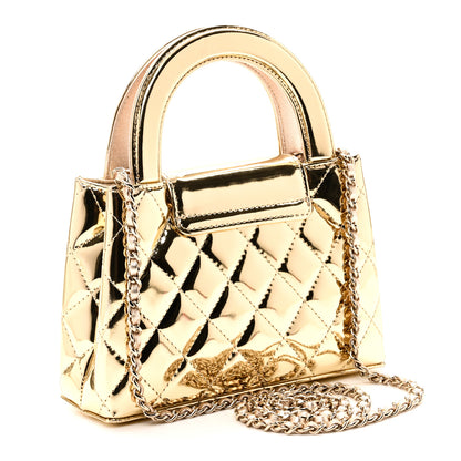 Chanel Mirror Calfskin Metallic Calfskin Quilted Nano Kelly Shopper Gold 3 of 10