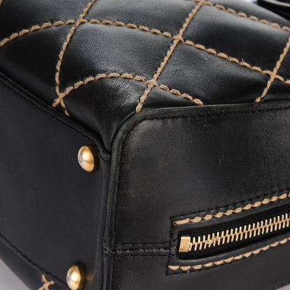Chanel Calfskin Contrast Stitch Surpique Bowler Black 8 of 8