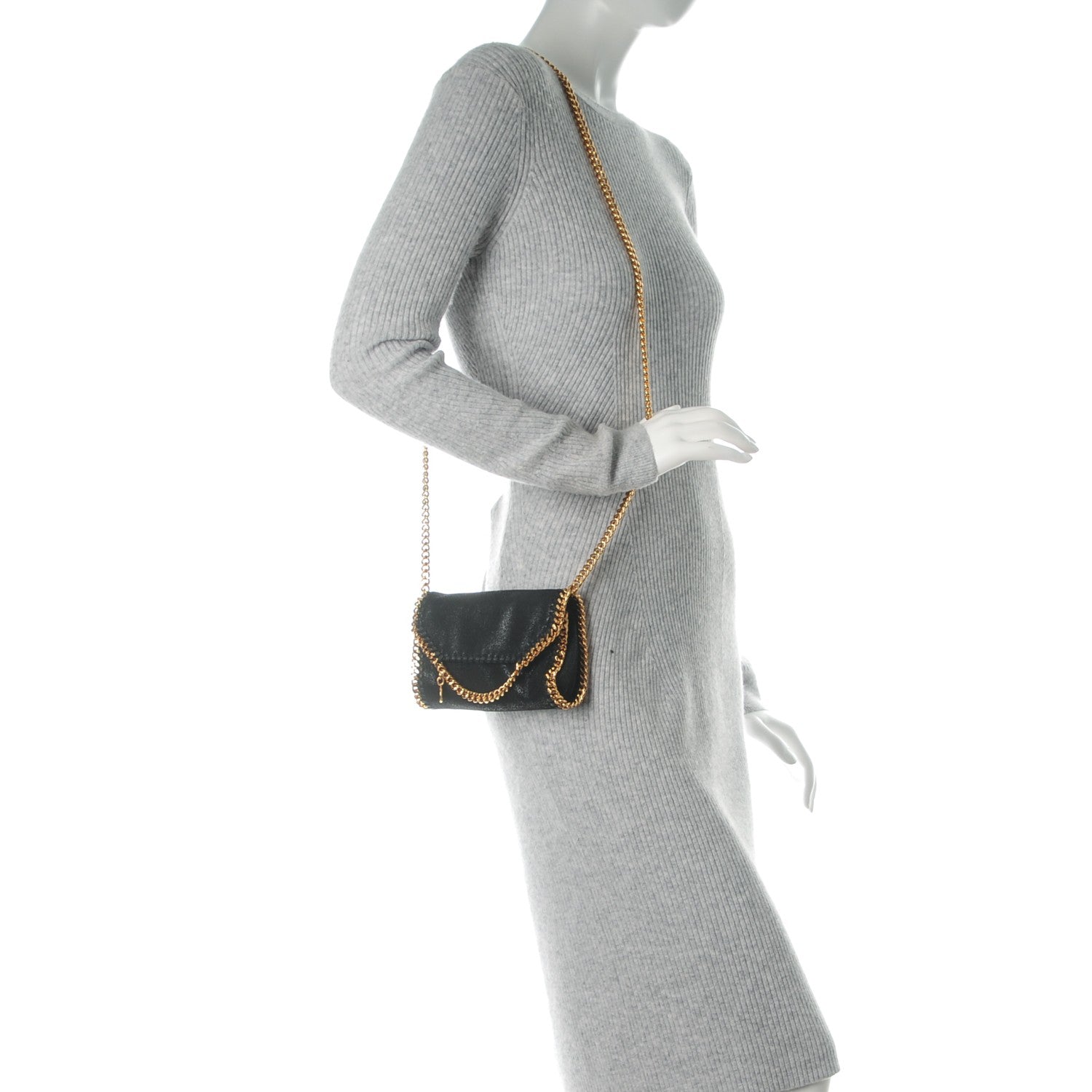 Stella McCartney Shaggy Deer Tiny Fold Over Falabella Tote Black 2 of 9