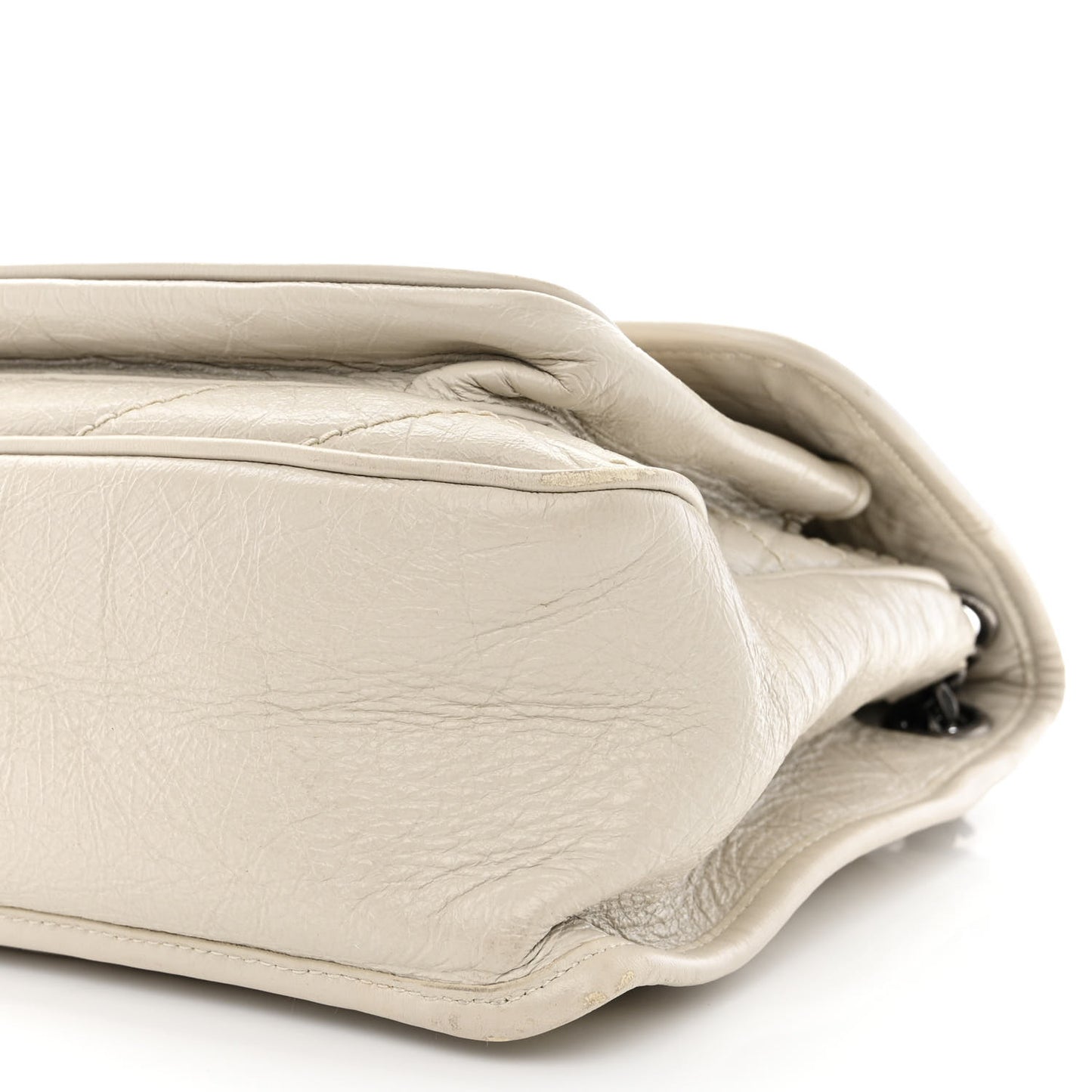 Crinkled Calfskin Matelasse Monogram Medium Niki Chain Satchel Ivory