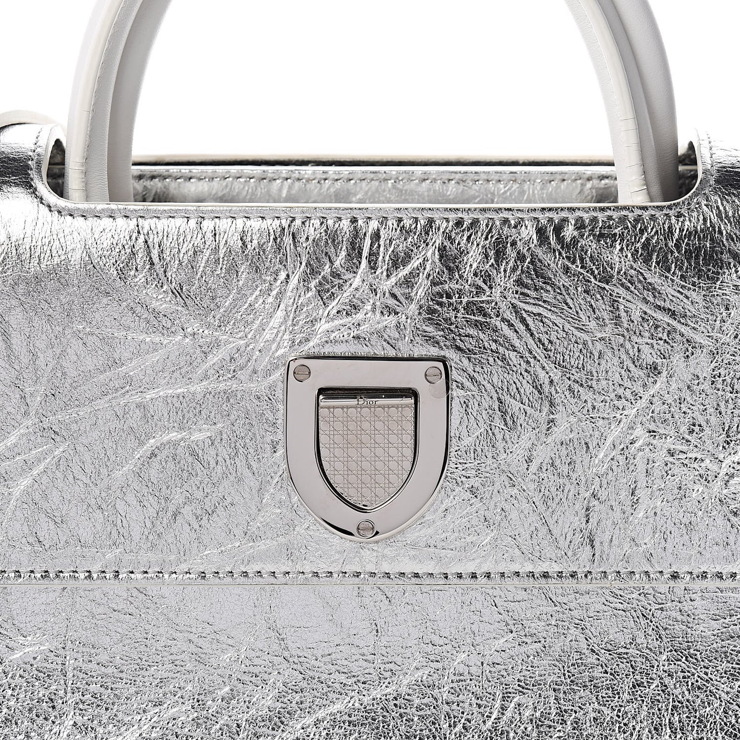 Metallic Calfskin Medium Diorever Flap Silver