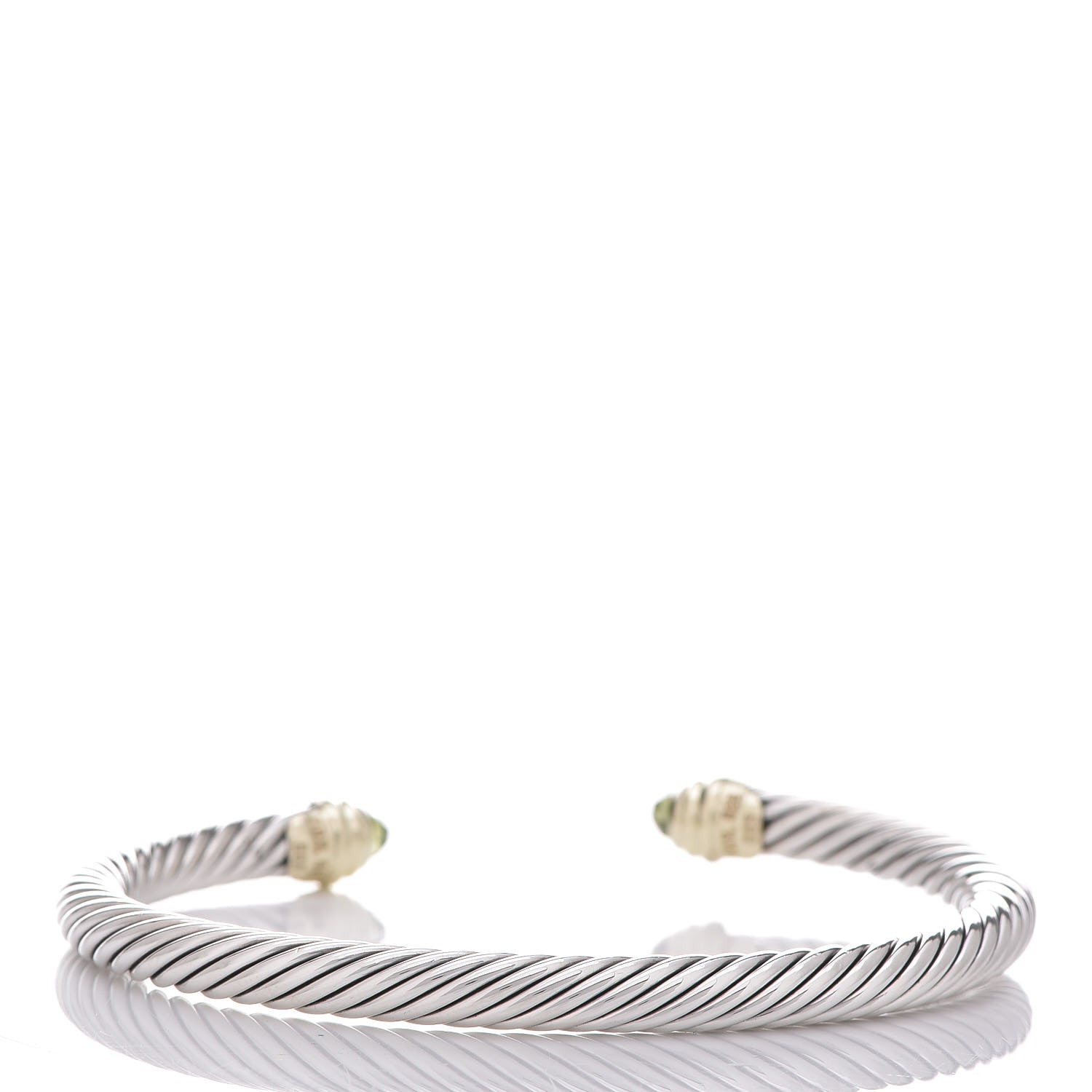 David Yurman Sterling Silver 14K Yellow Gold Peridot 5mm Cable Classics Petite Color Bracelet 3 of 5