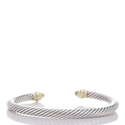David Yurman Sterling Silver 14K Yellow Gold Peridot 5mm Cable Classics Petite Color Bracelet 3 of 5