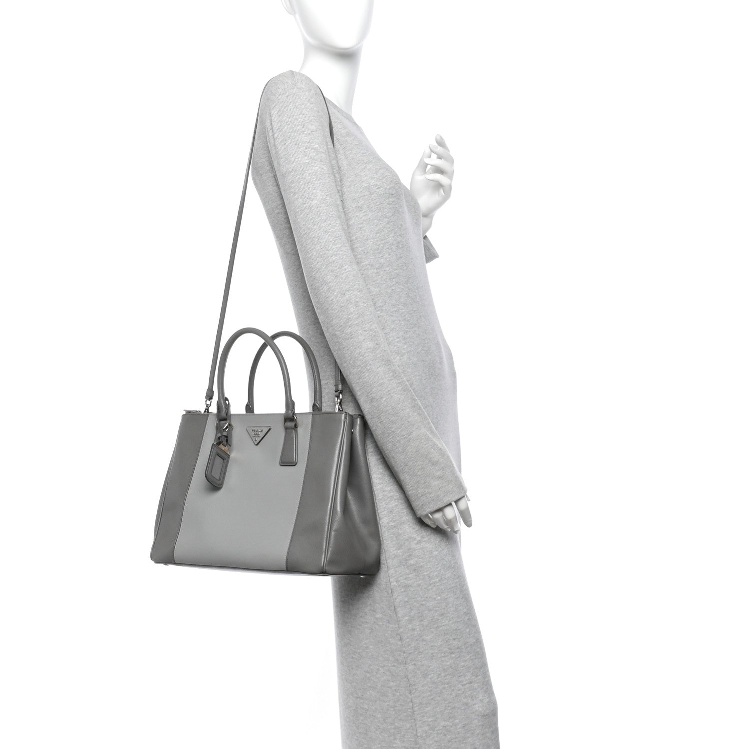 Prada Saffiano Lux Colorblock Medium Galleria Double Zip Tote Marmo Nube 2 of 15