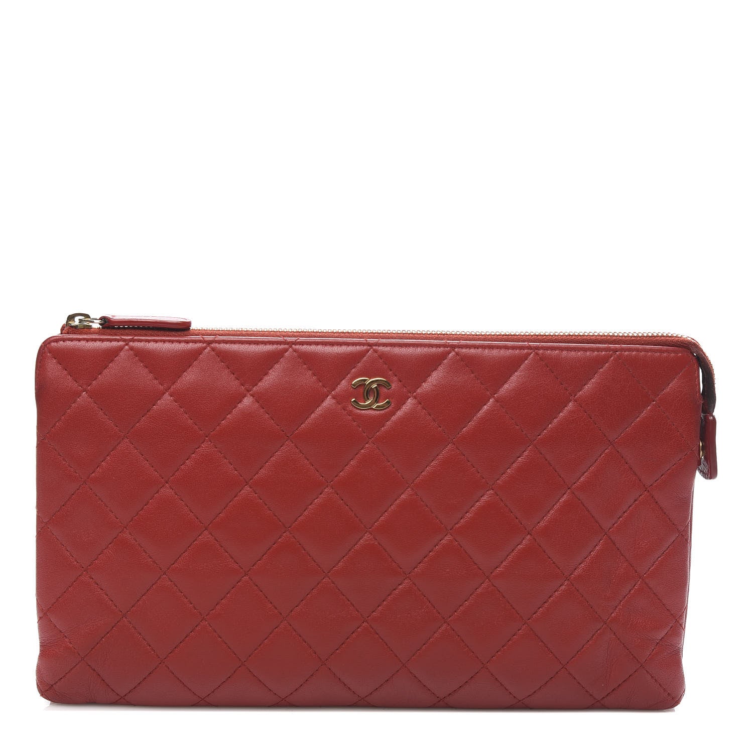 Chanel Lambskin Quilted Small Zipped Pouch Red 1 of 10