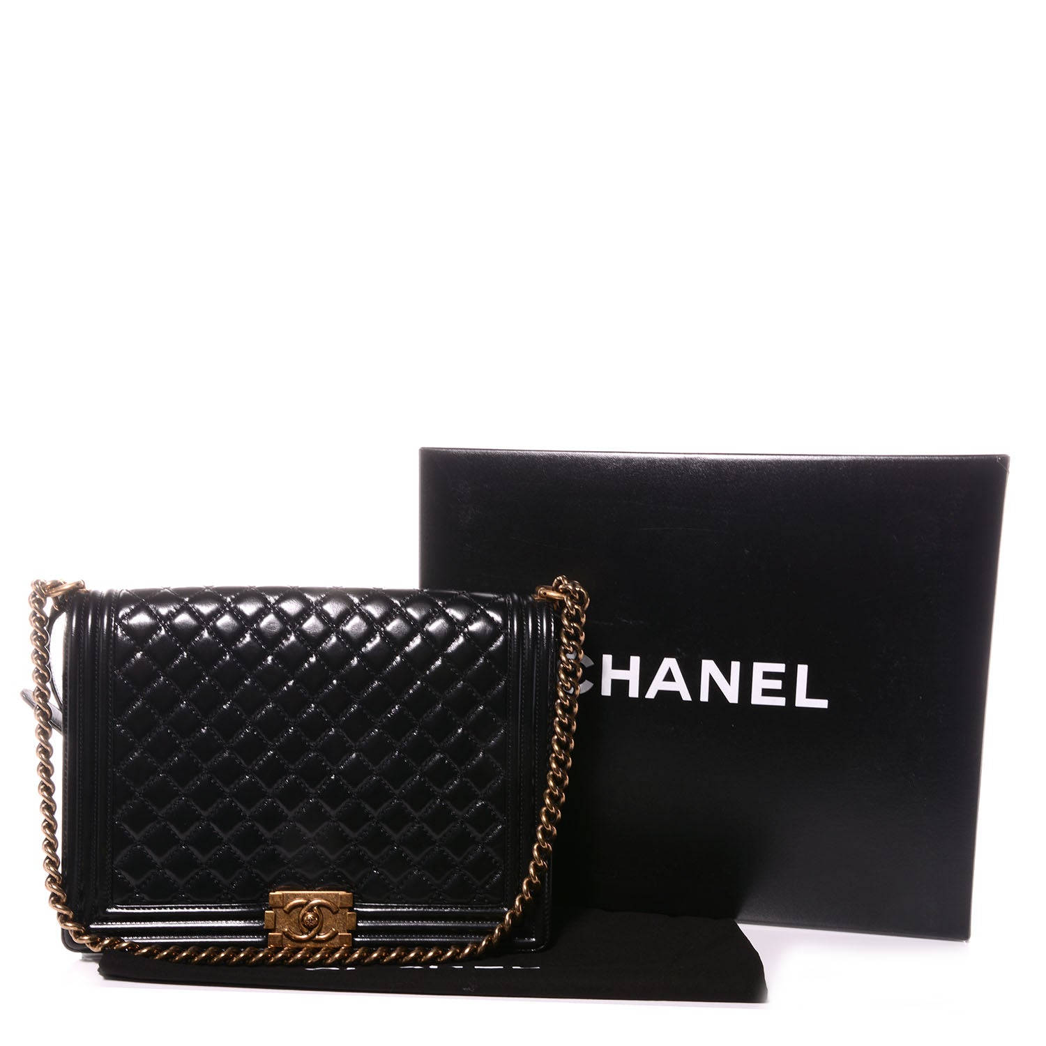 Chanel Glazed Calfskin Quilted Large Boy Flap Black 4 of 9