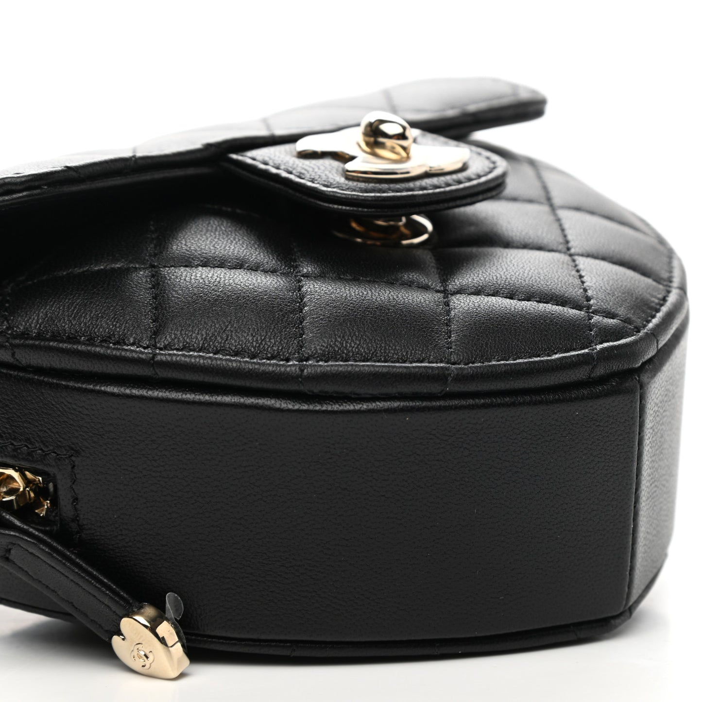 Lambskin Quilted CC In Love Heart Clutch With Chain Black