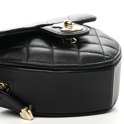 Chanel Lambskin Quilted CC In Love Heart Clutch With Chain Black 9 of 11