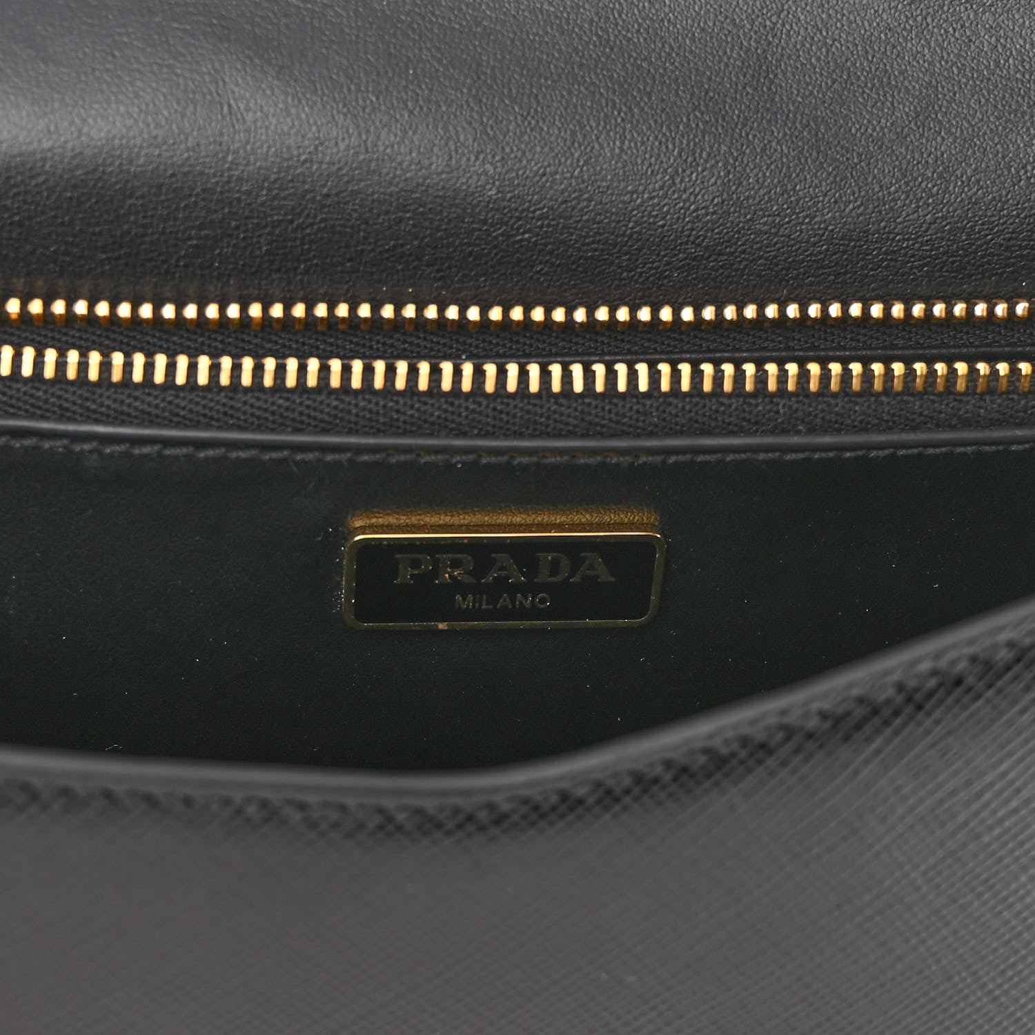 Prada Saffiano Lux Metal Triangle Logo Mini Envelope Chain Shoulder Bag Black 6 of 9