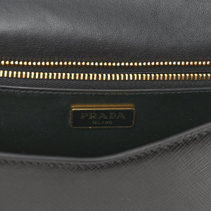 Prada Saffiano Lux Metal Triangle Logo Mini Envelope Chain Shoulder Bag Black 6 of 9