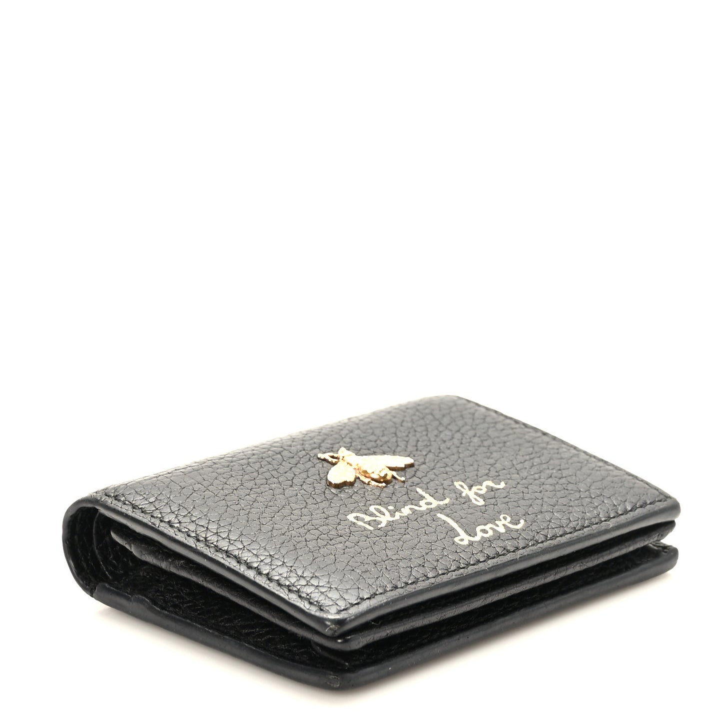 Pebbled Calfskin Animalier Card Case Black