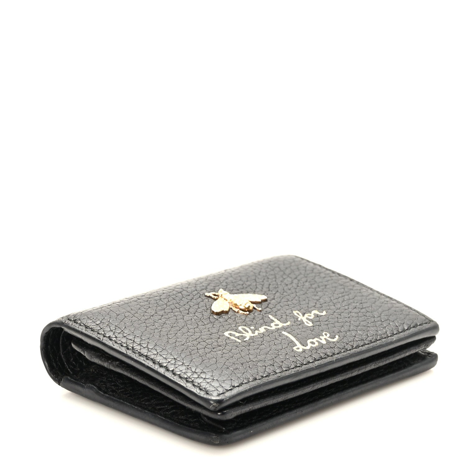 Gucci Pebbled Calfskin Animalier Card Case Black 4 of 8