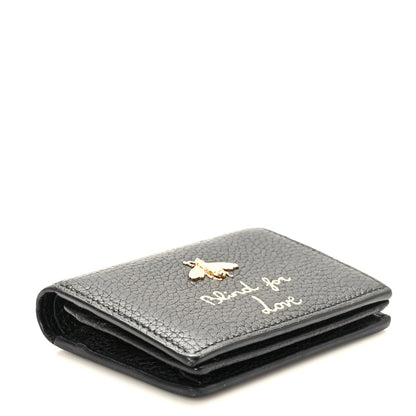 Gucci Pebbled Calfskin Animalier Card Case Black 4 of 8