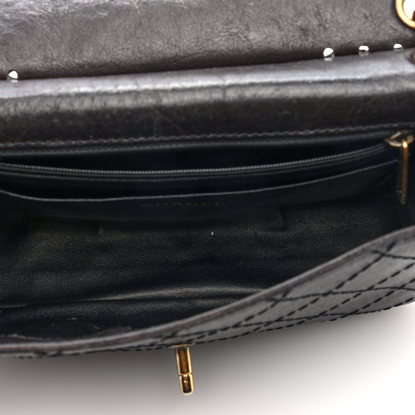 Calfskin Stitched Medium Vintage Single Flap Dark Brown