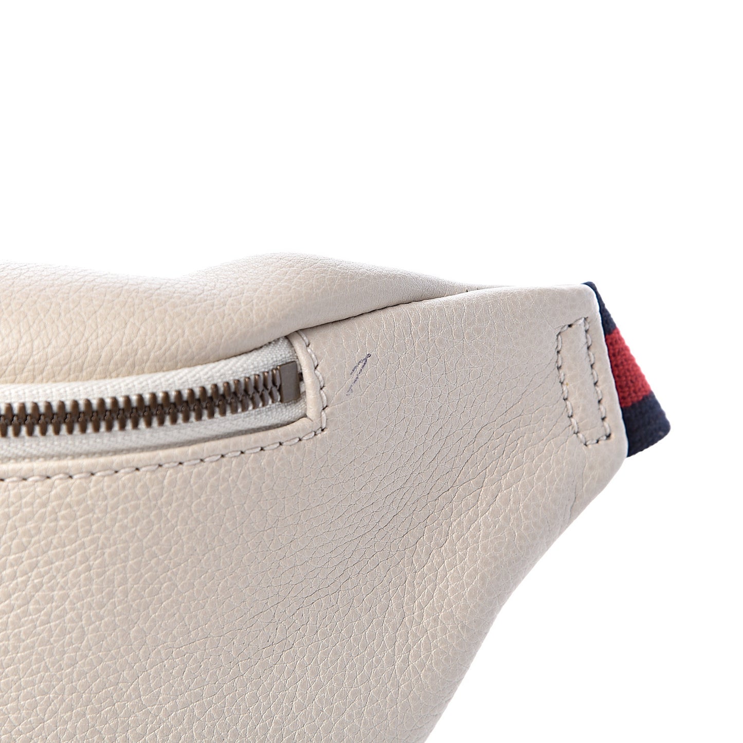Grained Calfskin Logo Belt Bag White