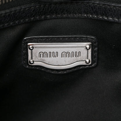 Miu Miu Vitello Lux Gathered Tote Black 6 of 14