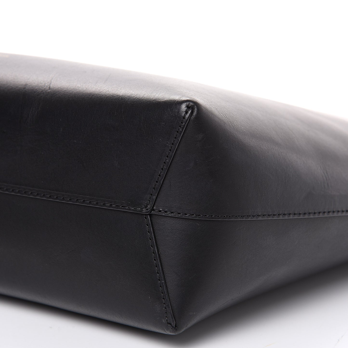 Calfskin Small Shopping Tote Black Flamma