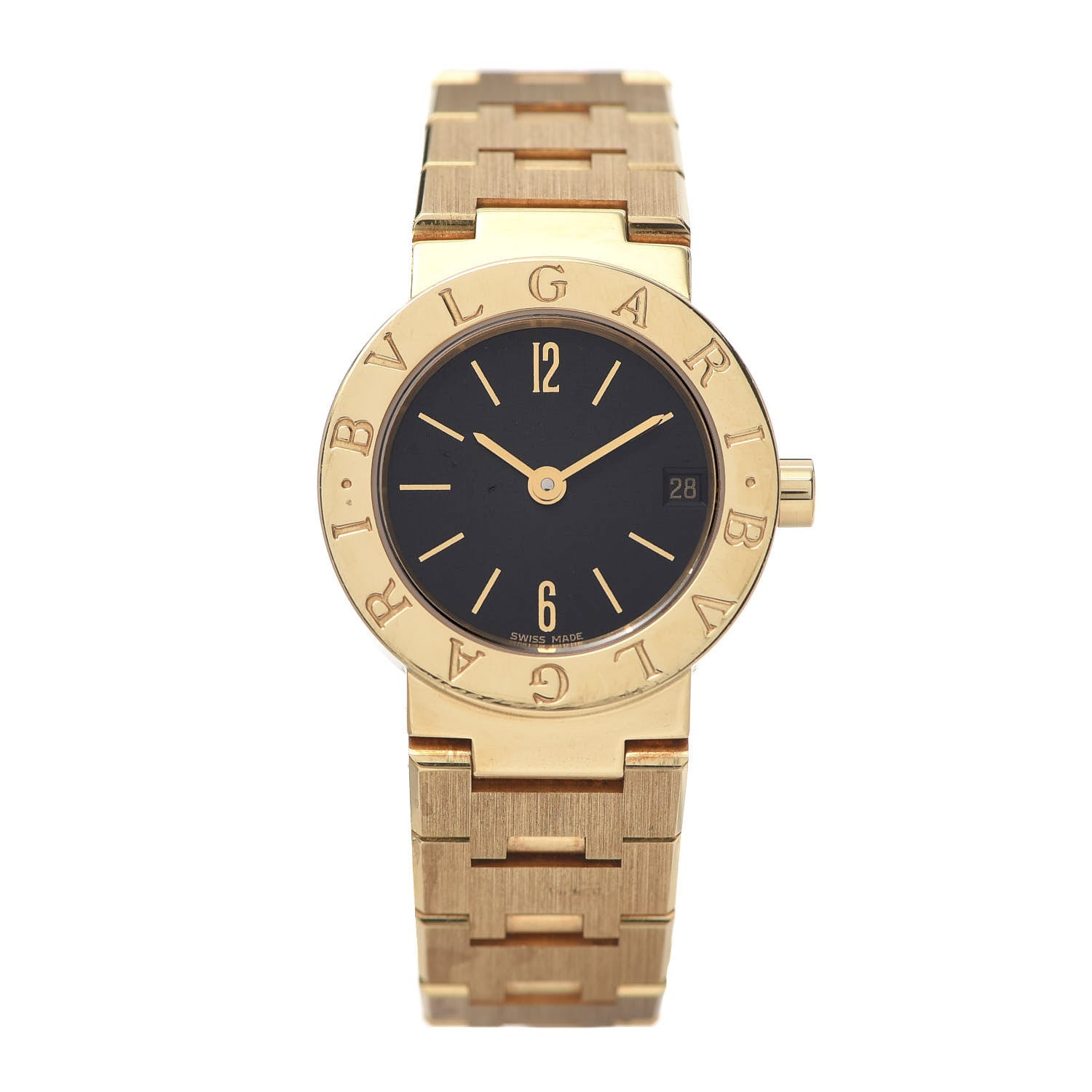 Bulgari 18K Yellow Gold 23mm Quartz Watch Black 1 of 7