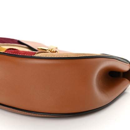 Chloe Smooth Calfskin Suede Striped Patchwork Drew Shoulder Bag Caramel 9 of 10