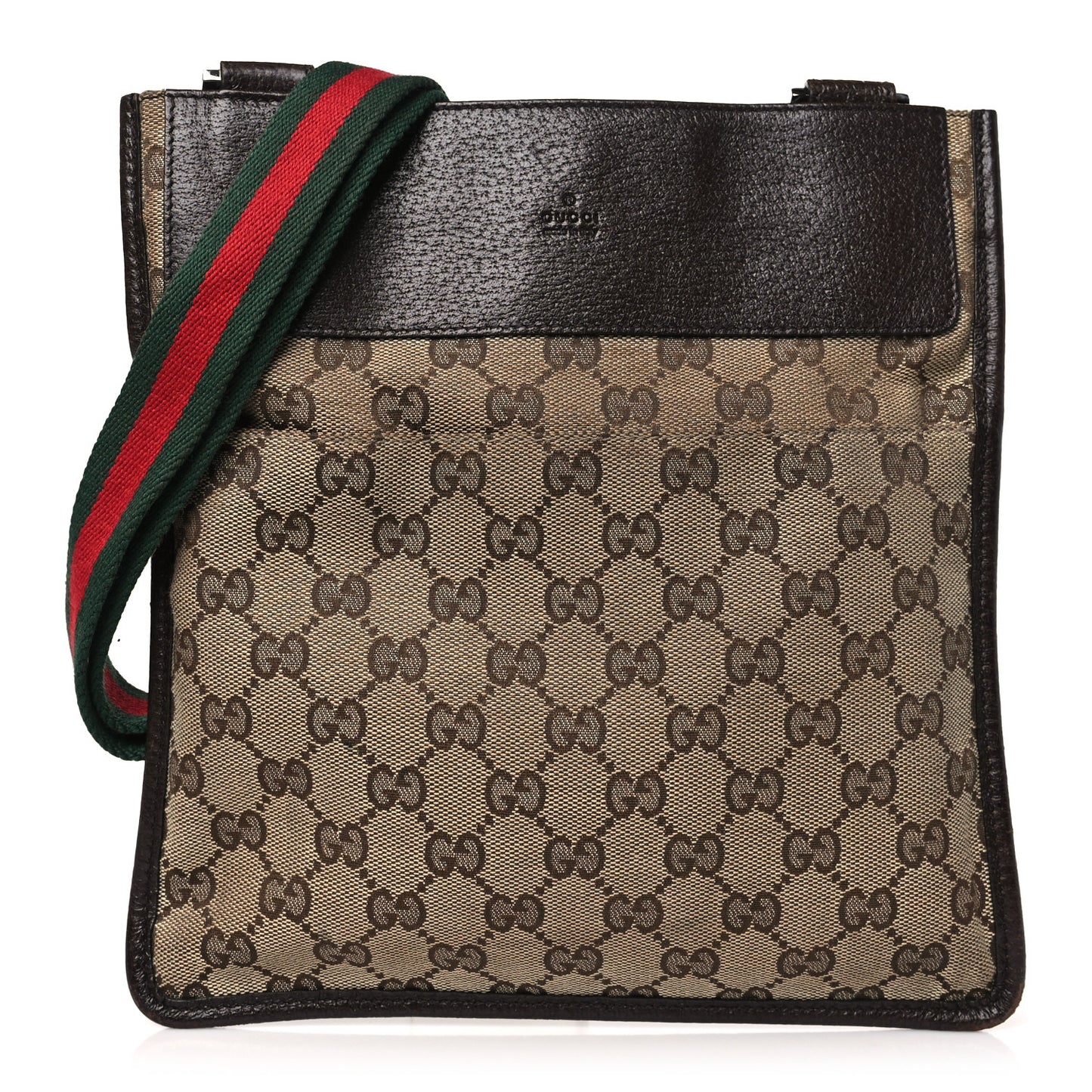 GG Monogram Web Messenger Crossbody Bag Dark Brown