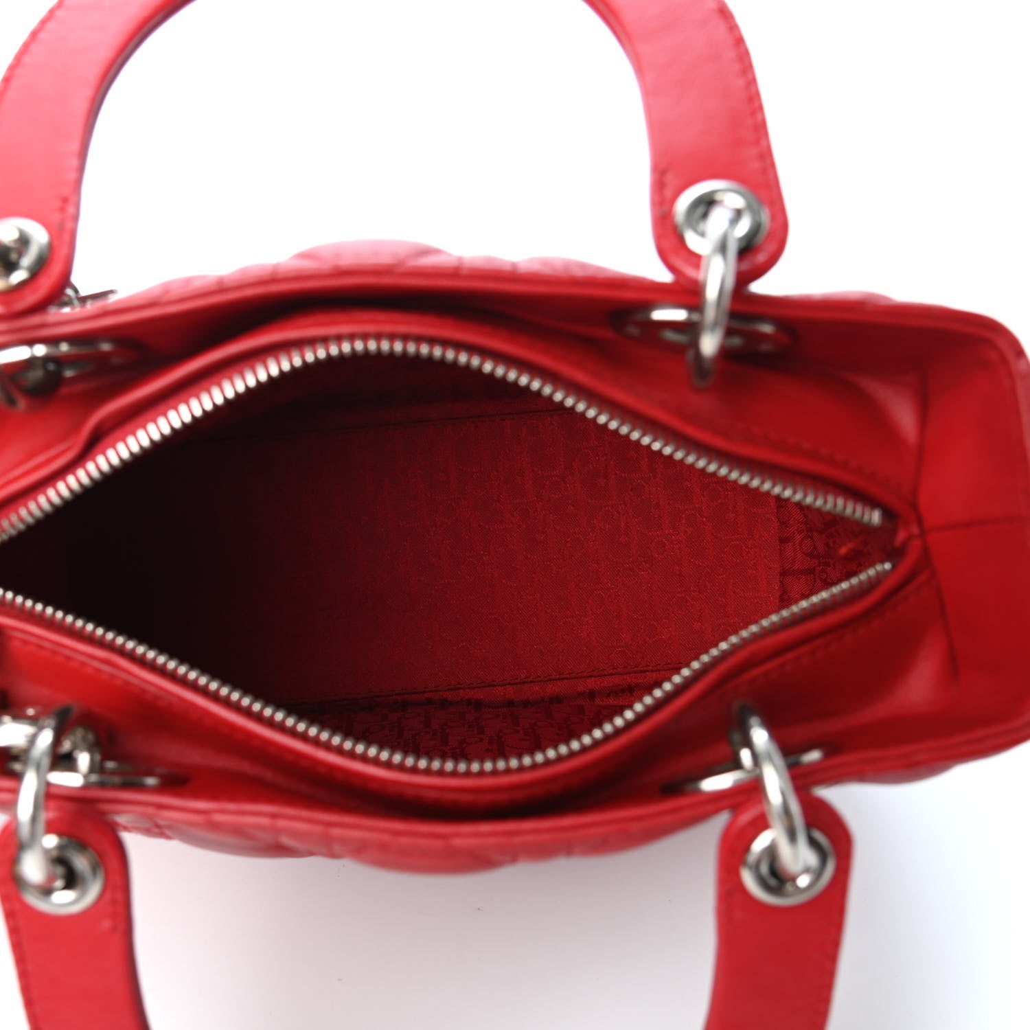 Christian Dior Lambskin Cannage Medium Lady Dior Red 4 of 4