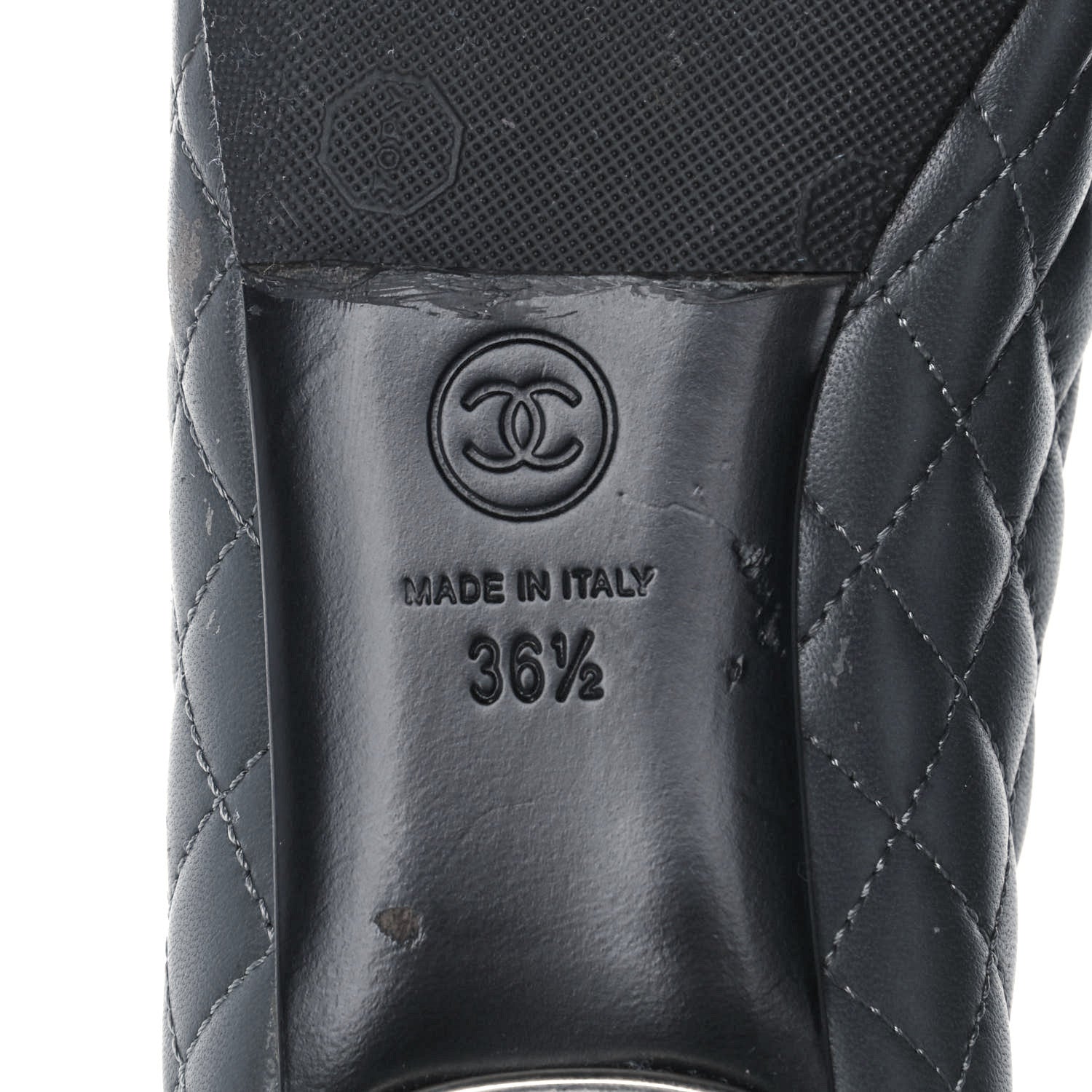Chanel Lambskin Quilted Cap Toe Ballerina Flats 36.5 Charcoal Black 6 of 10
