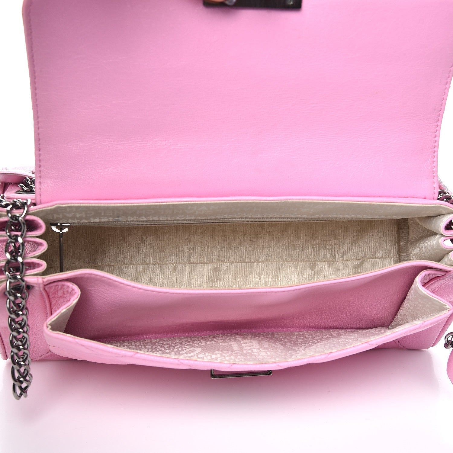 Chanel Glazed Calfskin Quilted Lucky Charms East West Accordion Flap Pink 5 of 12
