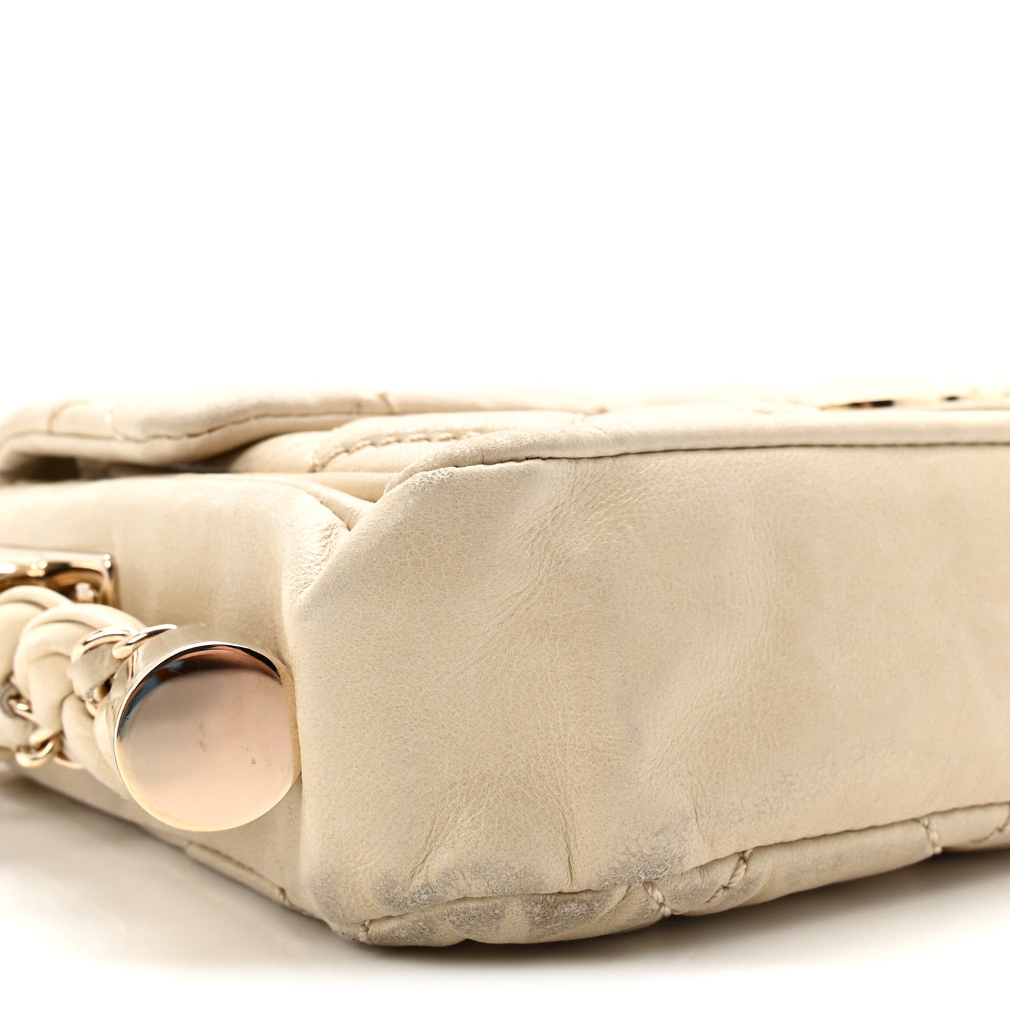 Lambskin Small Lady Braid Flap Light Beige