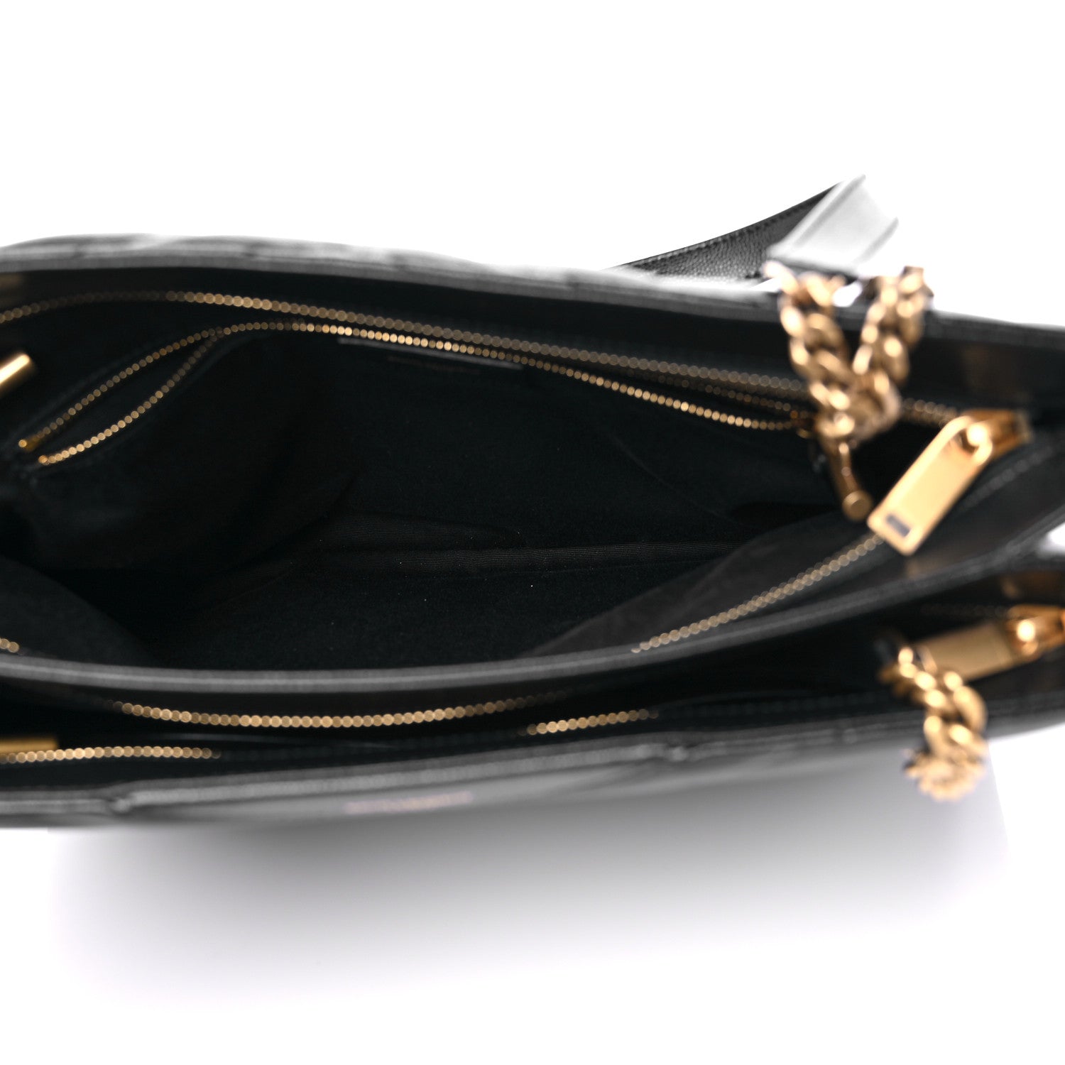 Saint Laurent Grain De Poudre Matelasse Chevron Tribeca Shopping Bag Black 5 of 10