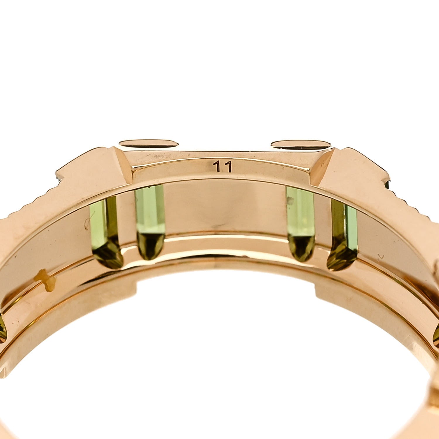 Gucci 18K Yellow Gold Green Tourmaline 7mm Link to Love Ring 50 5.5 5 of 7