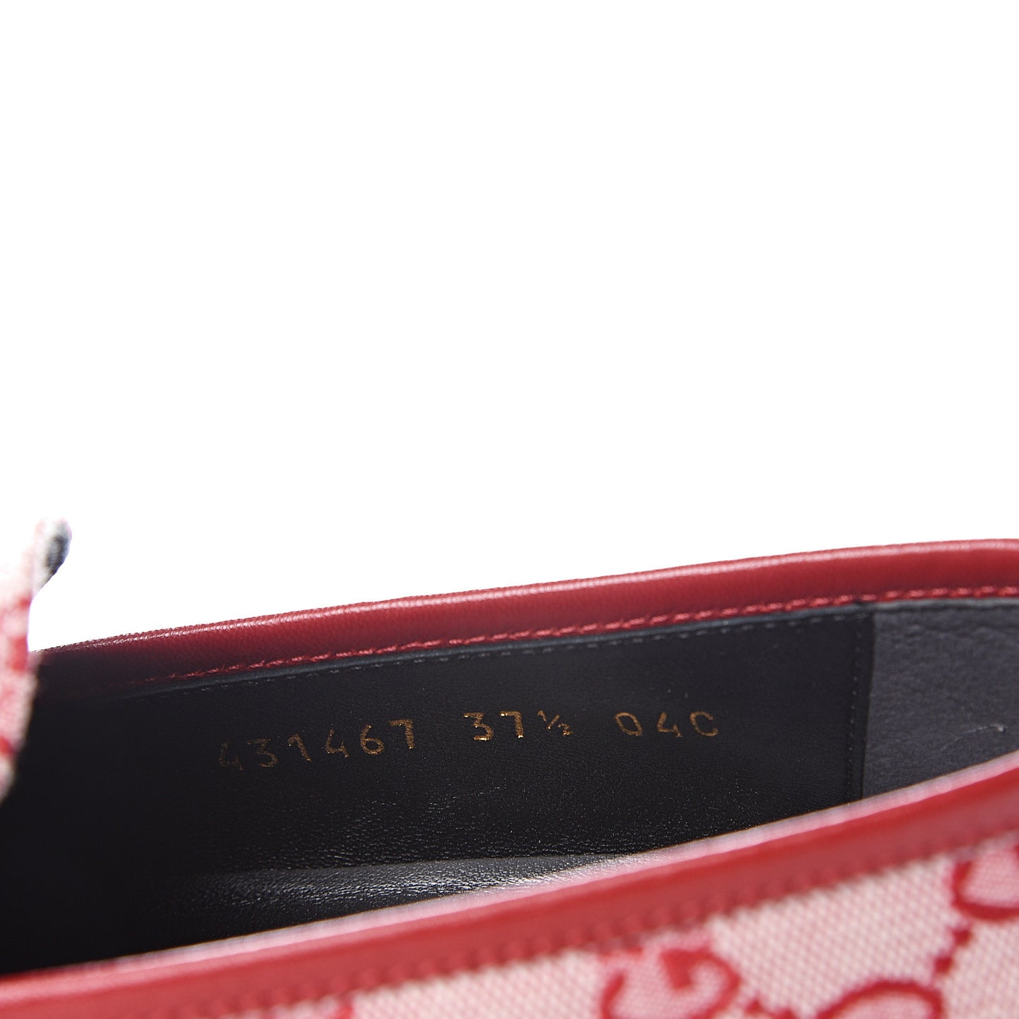Canvas GG Monogram Horsebit Womens Jordaan Loafers 37.5 Gardenia Hibiscus Red