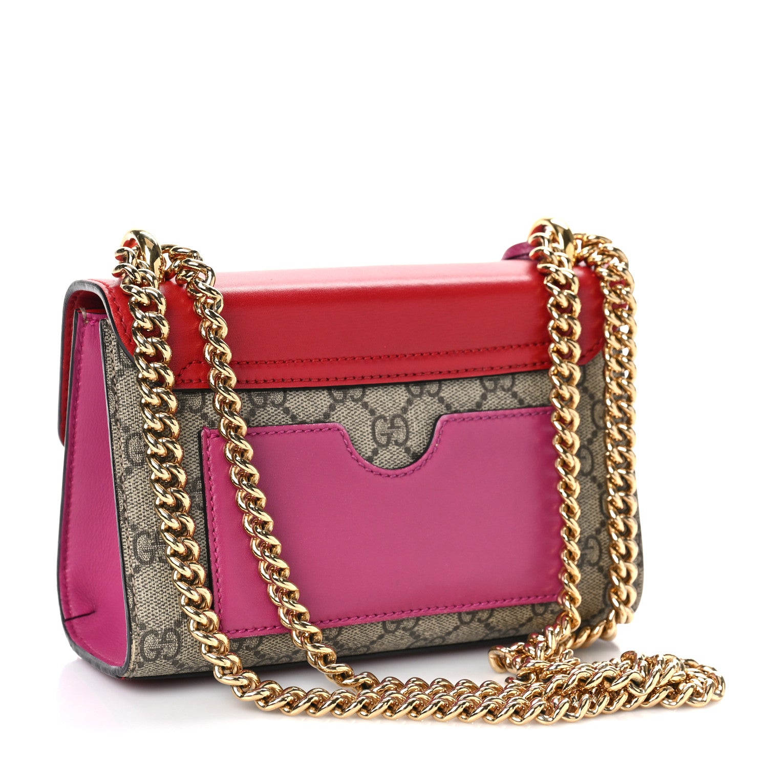 Gucci GG Supreme Monogram Calfskin Small Padlock Shoulder Bag Beige Hibiscus Red New Rosette 3 of 12