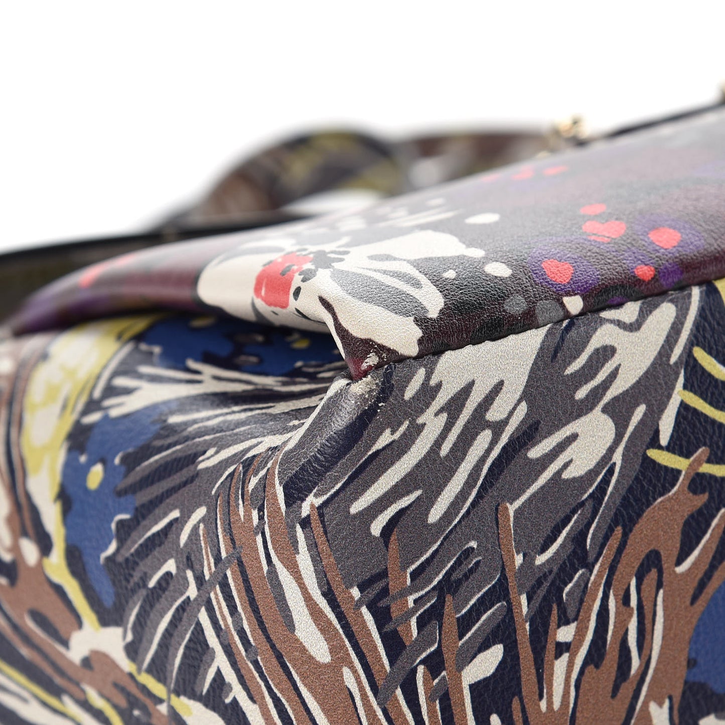 Calfskin Garden Couture Printed Small Mime Top Handle Bag Multicolor