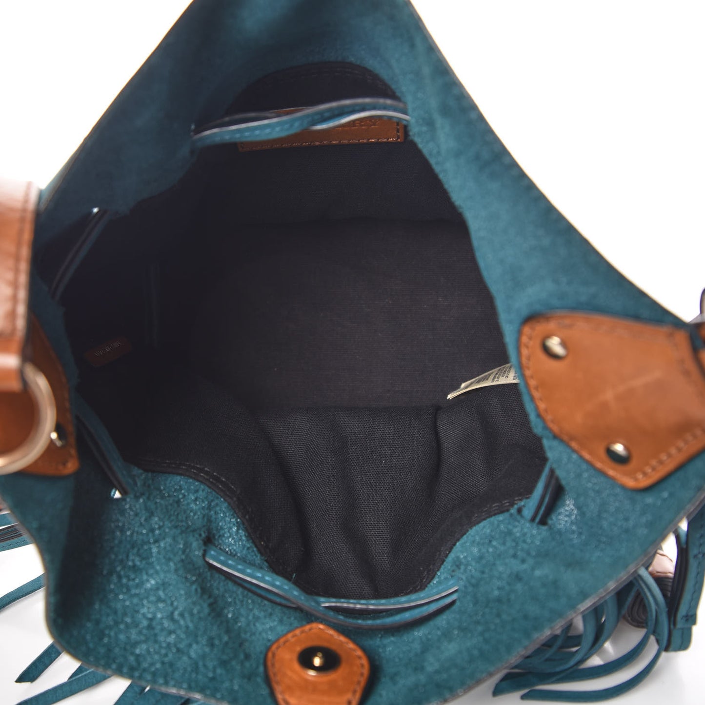 Suede Fringe Small Belgrove Bucket Bag Dark Teal