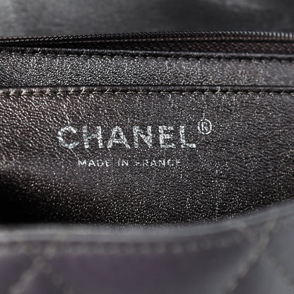 Chanel Metallic Lambskin Quilted Jumbo Single Flap Dark Grey 5 of 8