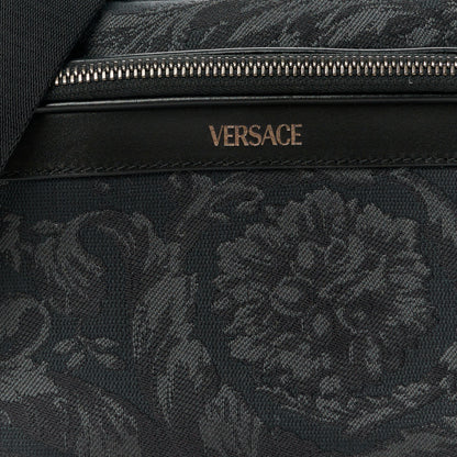 Versace Fabric Jacquard Calfskin Barocco Messenger Crossbody Bag Black 8 of 10