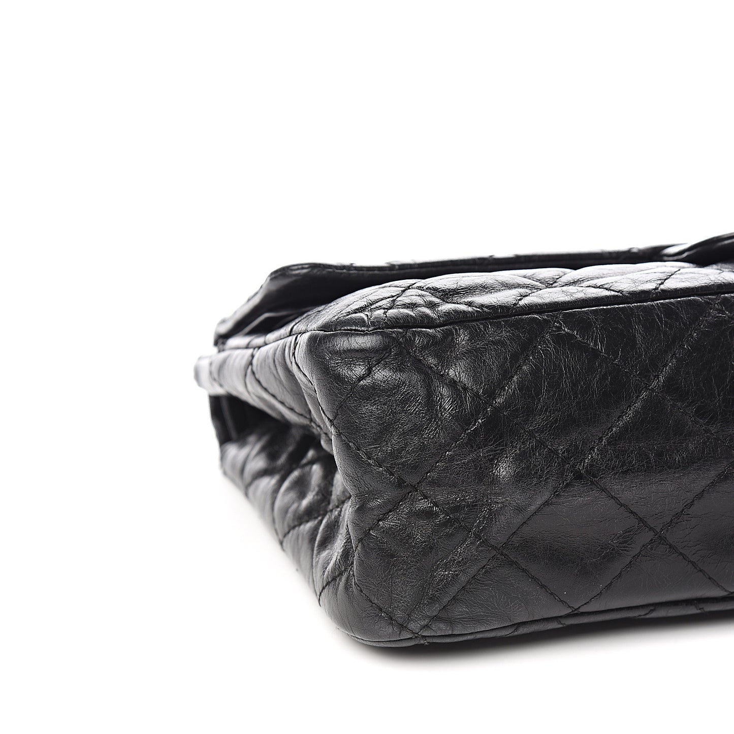 Glazed Aged Calfskin Quilted 2.55 Reissue 227 Flap Black