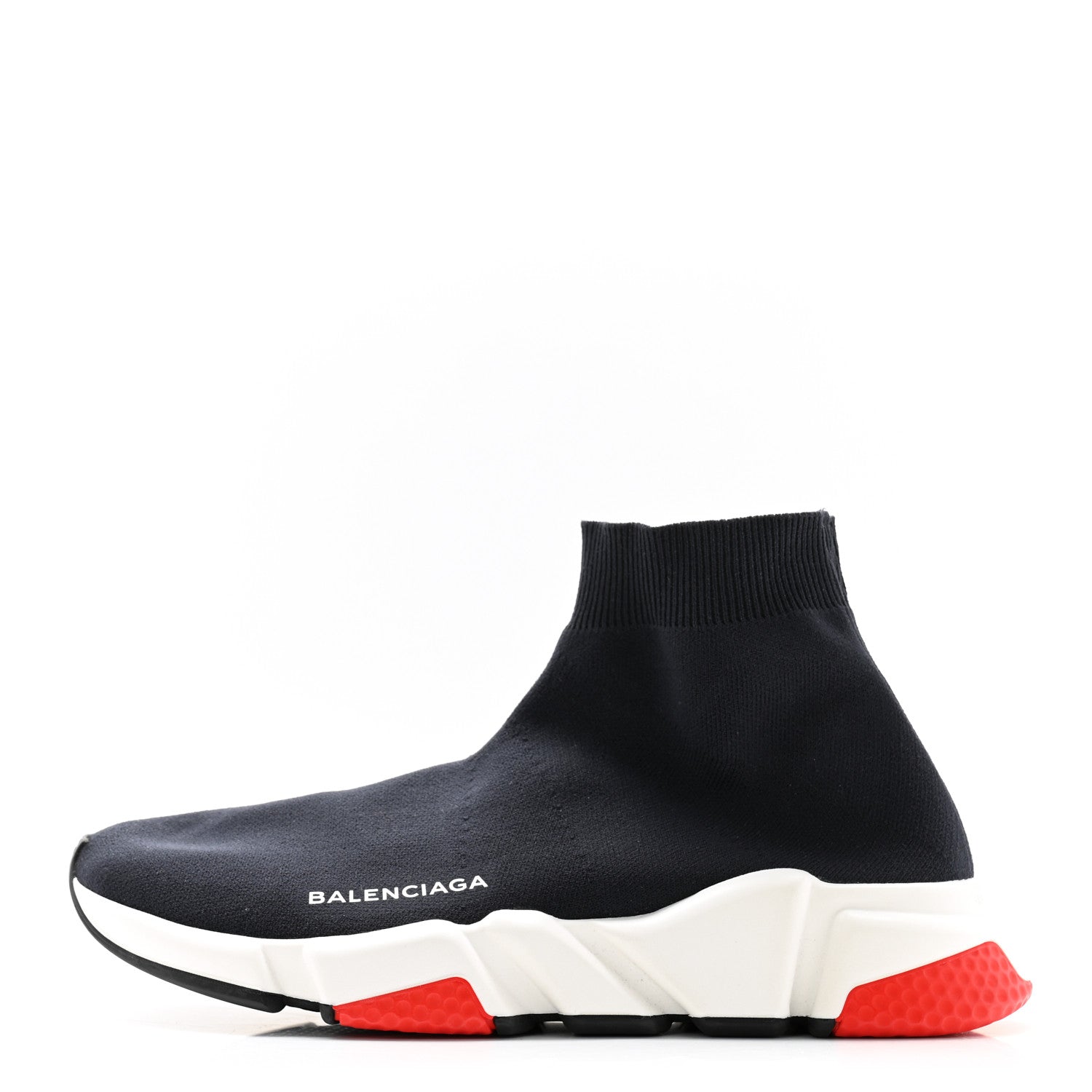 Balenciaga Neoprene Knit Womens Speed Sneakers 39 Black White Red 1 of 6
