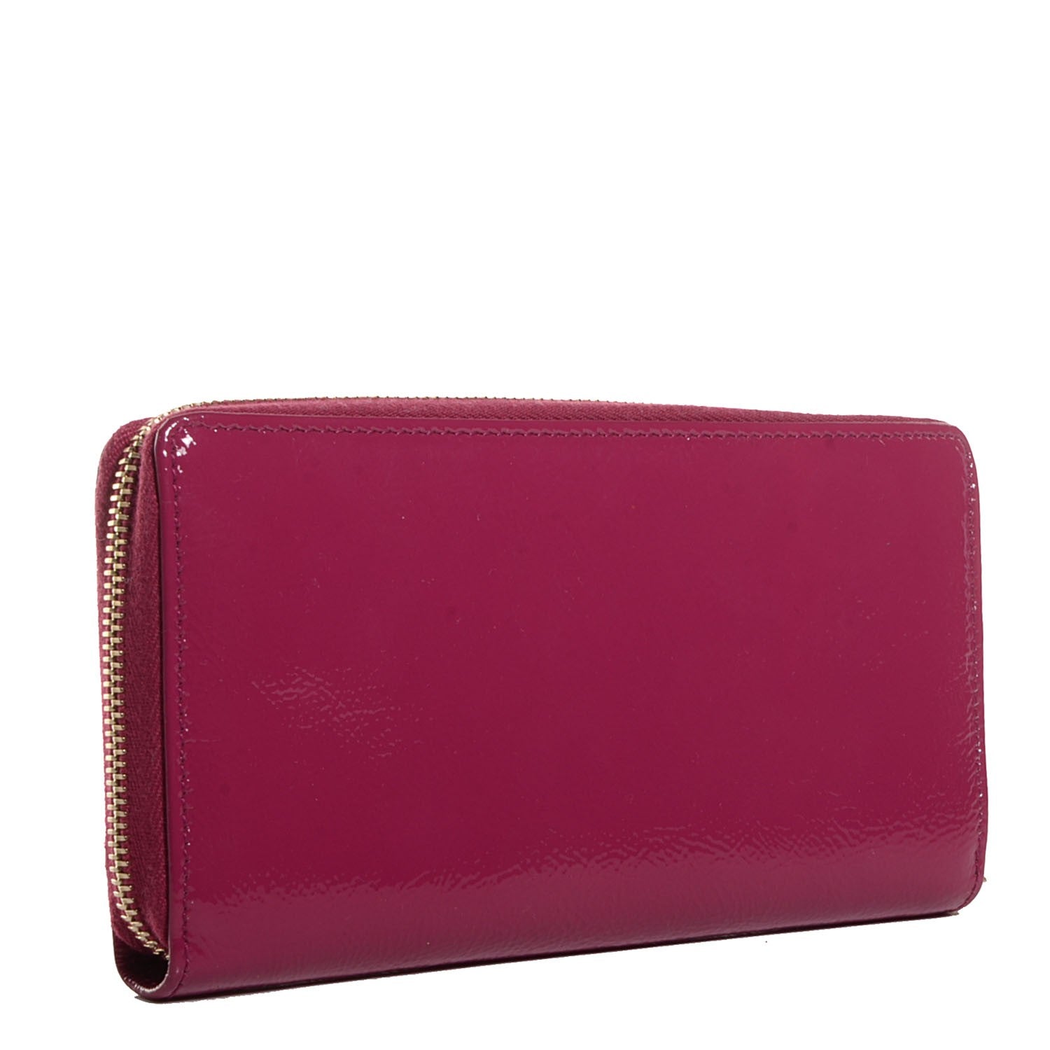 Saint Laurent Textured Patent Belle De Jour Zip Around Wallet Fuchsia 3 of 7