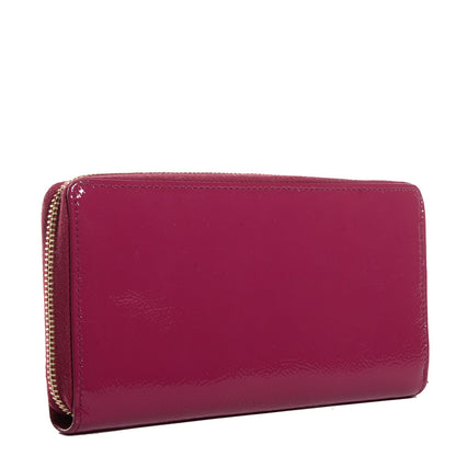 Saint Laurent Textured Patent Belle De Jour Zip Around Wallet Fuchsia 3 of 7