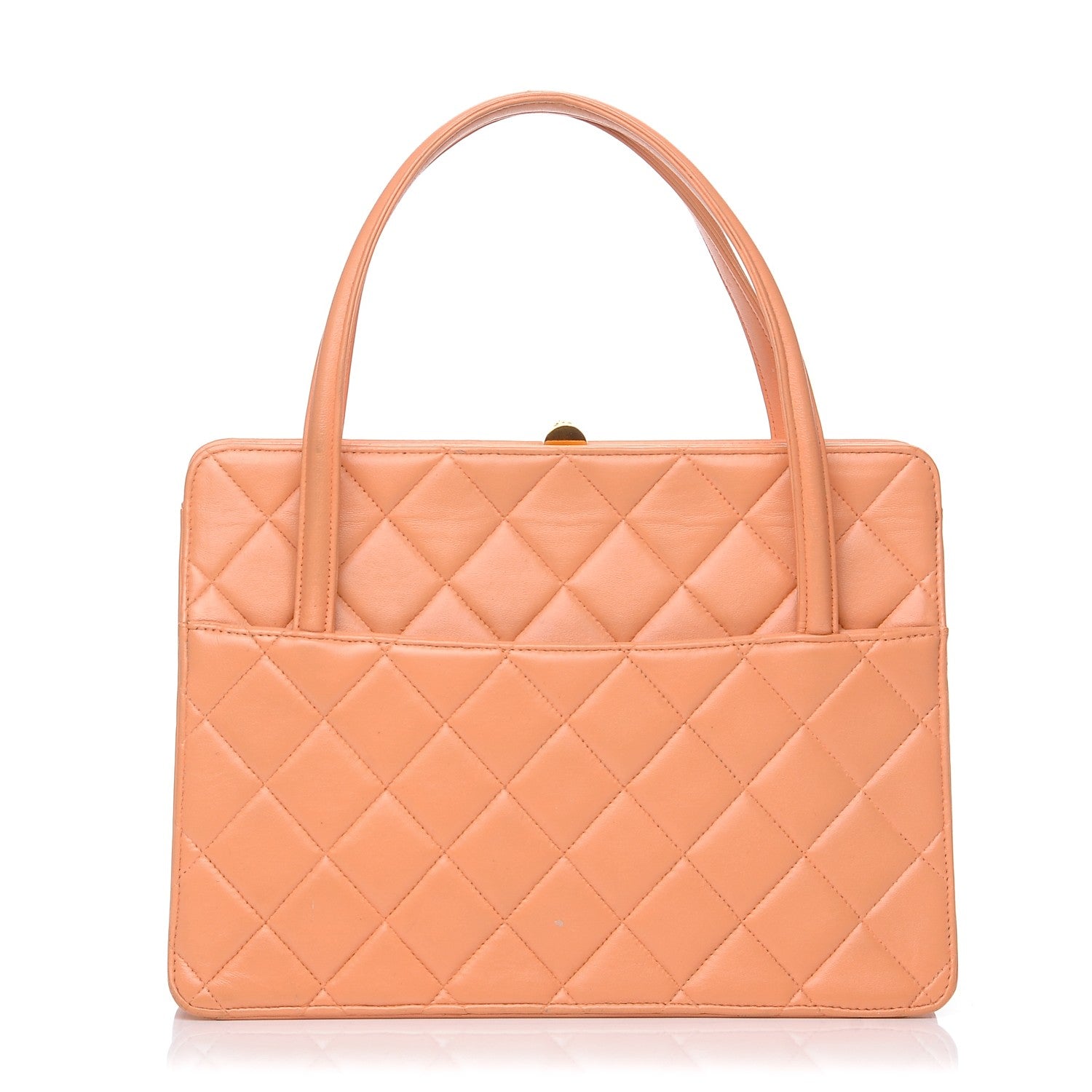 Chanel Lambskin Quilted Top Handle Bag Coral Pink 1 of 10