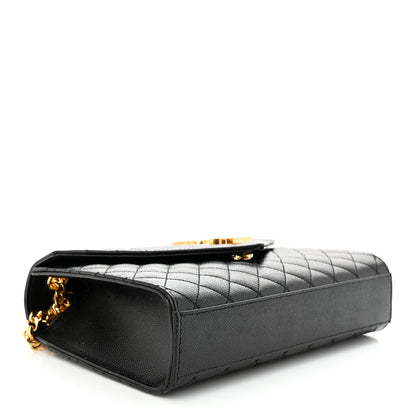 Saint Laurent Grain De Poudre Textured Mixed Matelasse Triquilt Medium Monogram Satchel Black 4 of 10