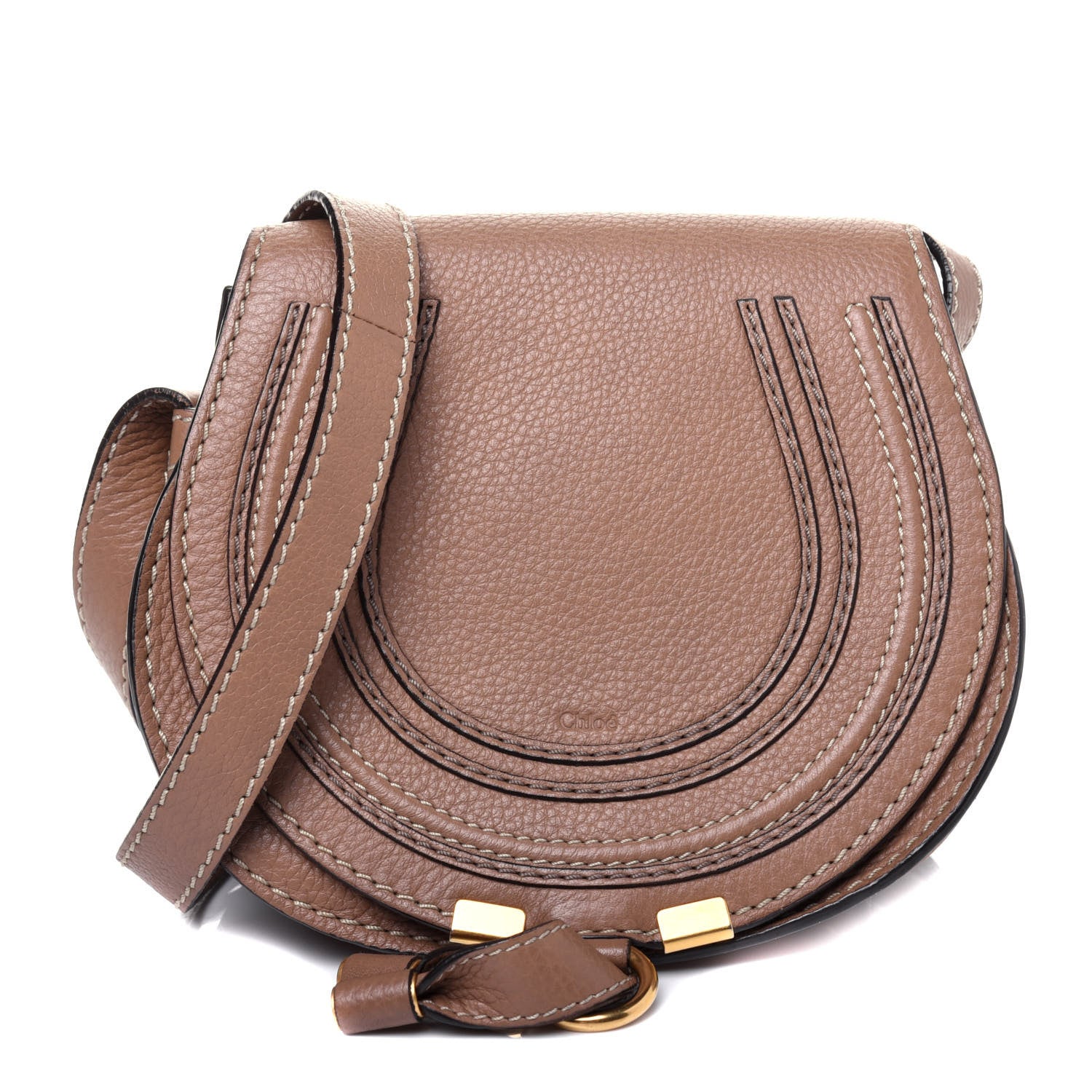 Chloe Calfskin Mini Marcie Round Crossbody Bag Nut 1 of 20