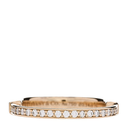 Tiffany 18K Yellow Gold Diamond Lock Ring 53 6.5 1 of 6