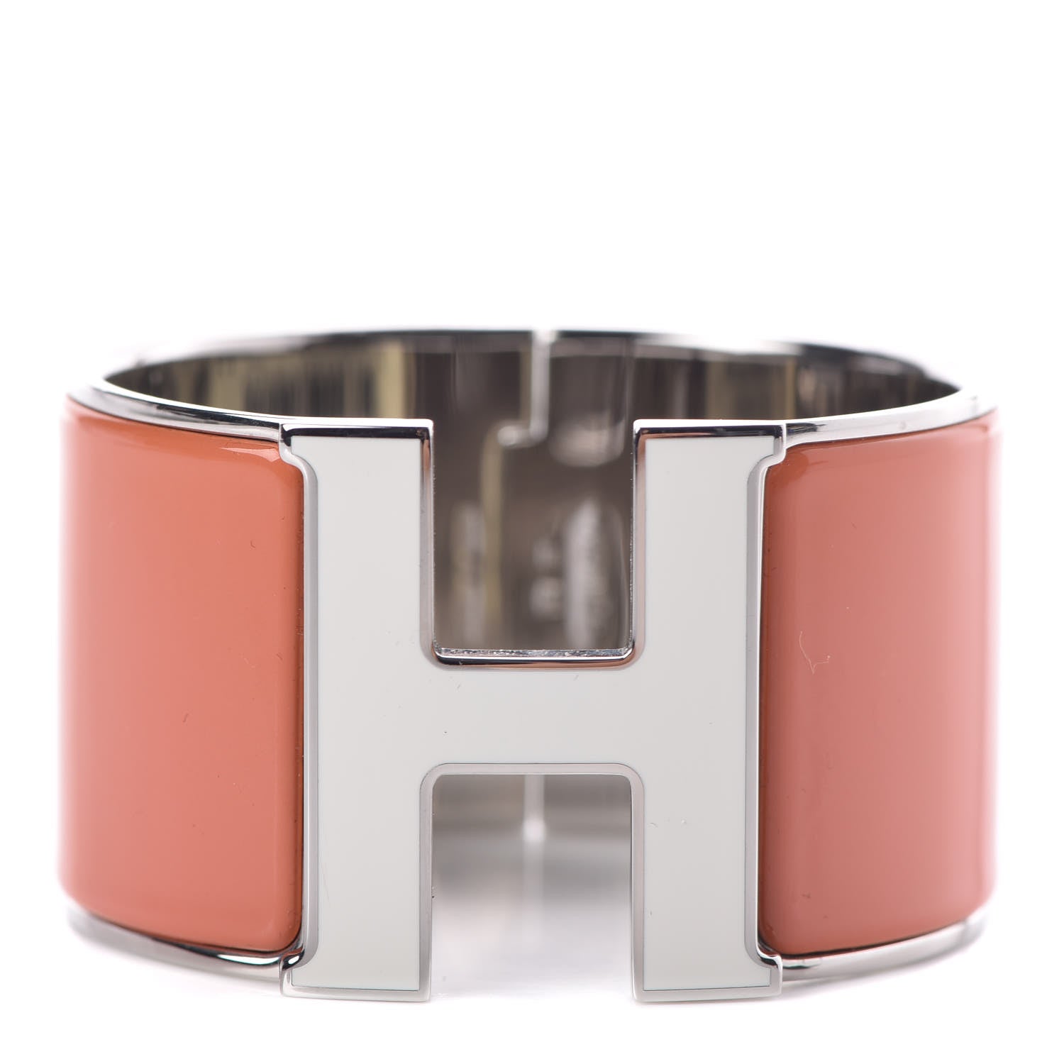 Hermes Enamel Extra Wide Clic Clac H Bracelet PM Blanc Mango 1 of 5