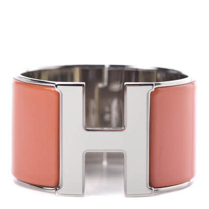 Hermes Enamel Extra Wide Clic Clac H Bracelet PM Blanc Mango 1 of 5