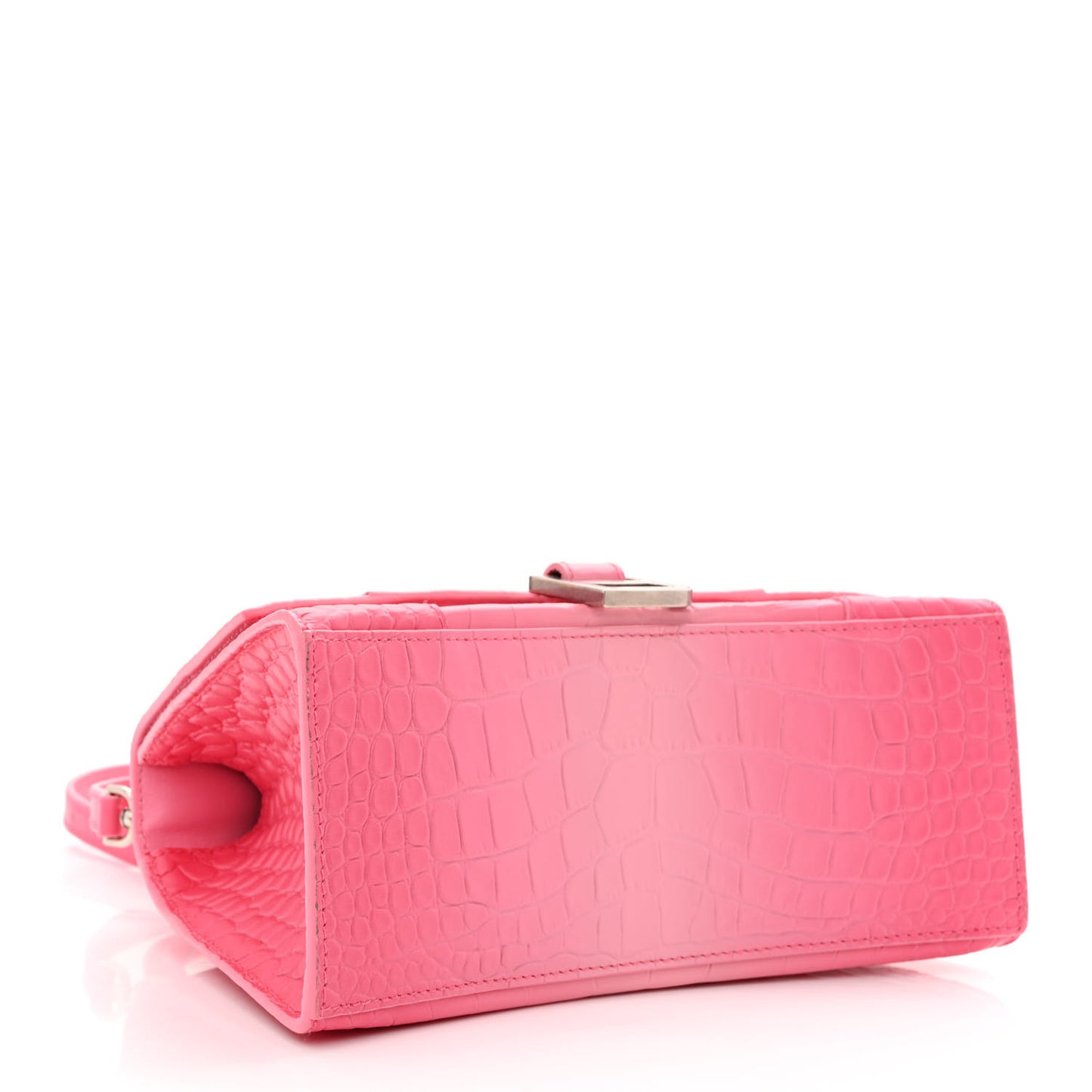 Calfskin Crocodile Embossed Degrade Small Hourglass Top Handle Bag Sweet Pink
