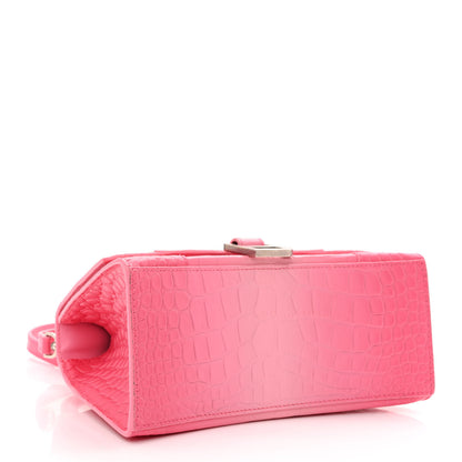 Balenciaga Calfskin Crocodile Embossed Degrade Small Hourglass Top Handle Bag Sweet Pink 4 of 12