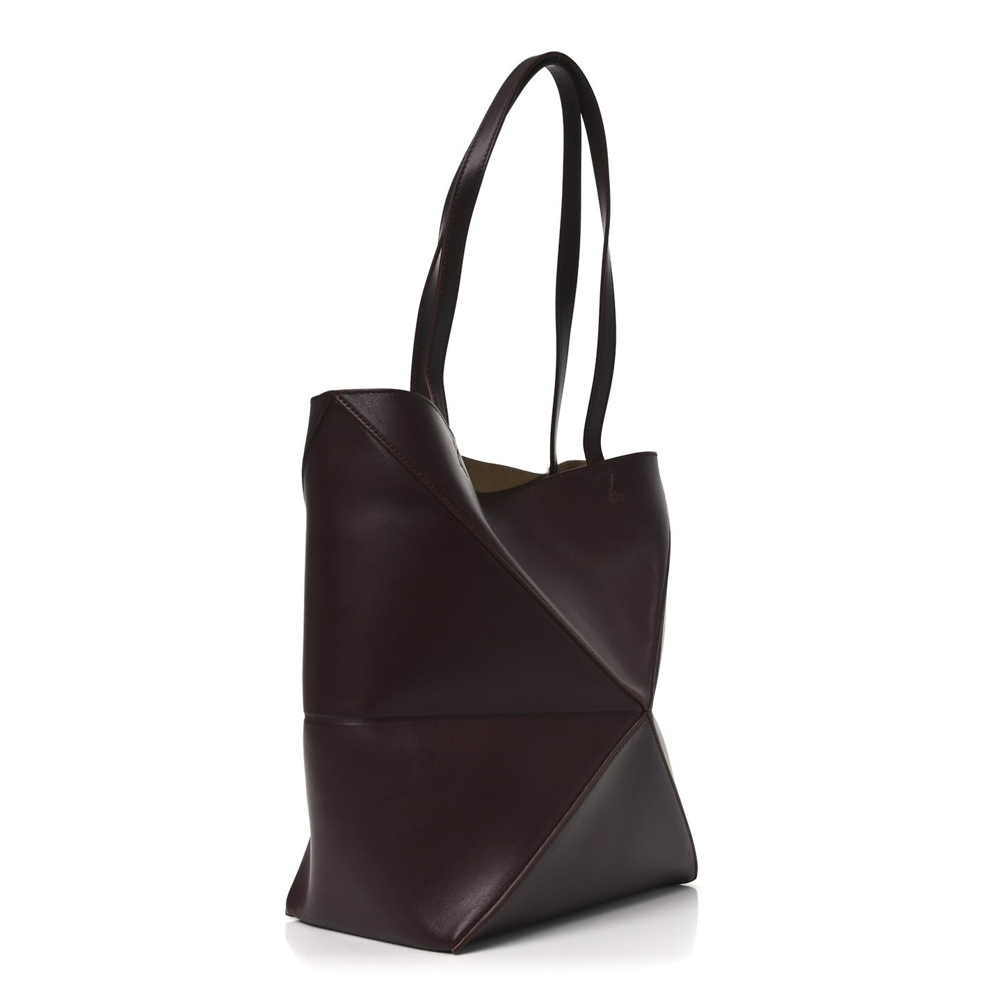Shiny Calfskin Medium Puzzle Fold Tote Dark Burgundy