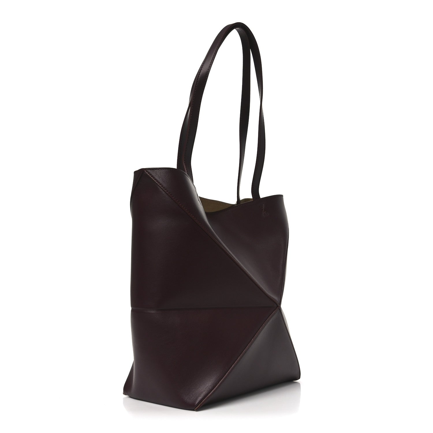 Loewe Shiny Calfskin Medium Puzzle Fold Tote Dark Burgundy 2 of 9